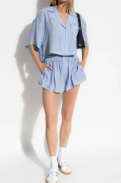 T by Alexander Wang NIEBIESKI Koszula o luźnym kroju ze wzorem w prążki
