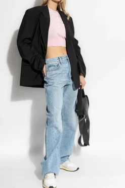 T by Alexander Wang RÓŻOWY Kardigan z nadrukowanym logo