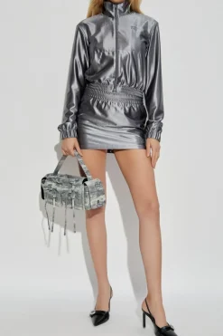 T by Alexander Wang SREBRNY Bluza o połyskującym wykończeniu