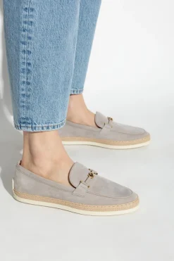 Tod’s SZARY Zamszowe buty typu `loafers`