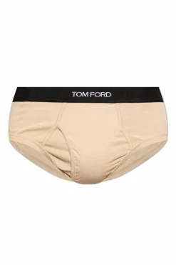 Tom Ford beżowy Bawełniane slipy z logo