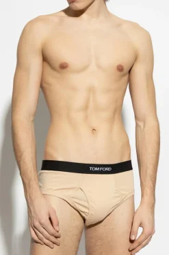 Tom Ford beżowy Bawełniane slipy z logo
