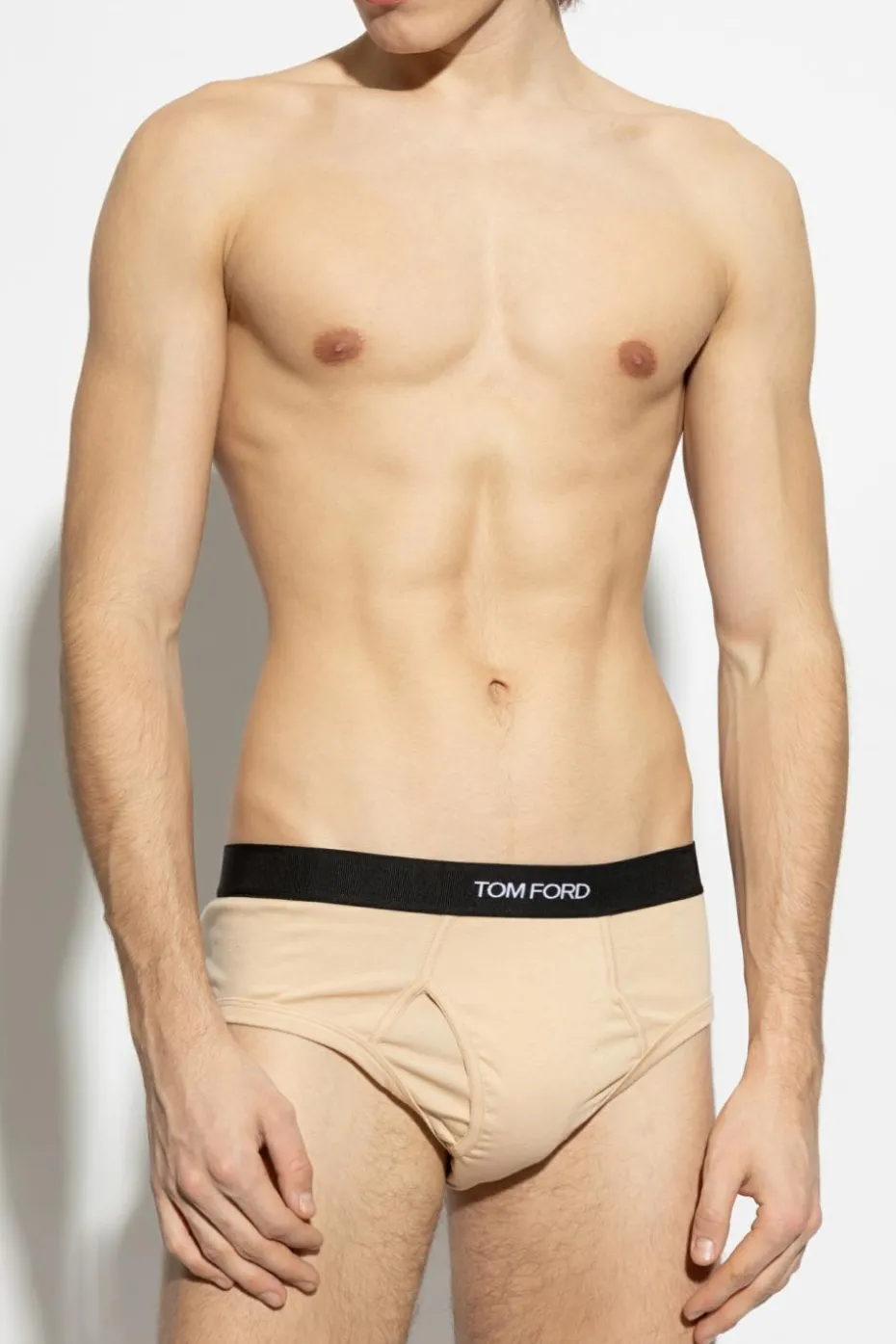 Tom Ford beżowy Bawełniane slipy z logo