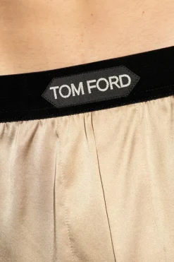 Tom Ford beżowy Jedwabne bokserki z logo