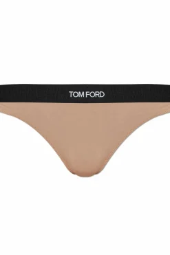 Tom Ford beżowy Stringi z logo