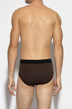 Tom Ford BRĄZOWY Slipy z logo