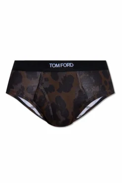 Tom Ford BRĄZOWY Slipy z motywem zwierzęcym