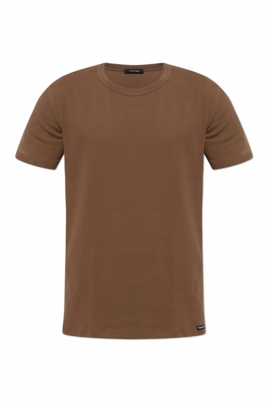 Tom Ford BRĄZOWY T-shirt bieliźniany z naszywką z logo