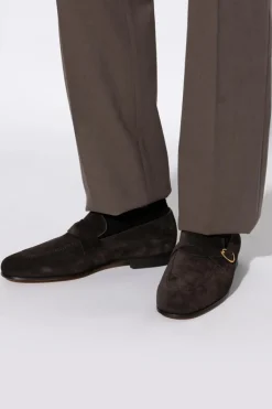 Tom Ford BRĄZOWY Zamszowe buty typu `loafers`