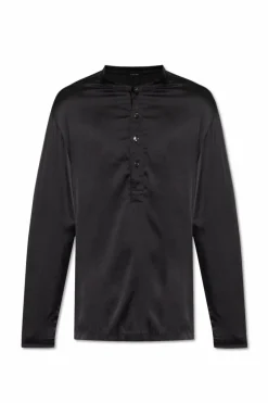 Tom Ford CZARNY Jedwabna góra od piżamy