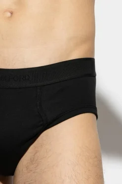 Tom Ford CZARNY Slipy z logo