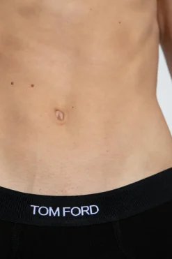 Tom Ford CZARNY Slipy z logo