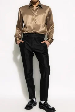 Tom Ford CZARNY Wełniane spodnie