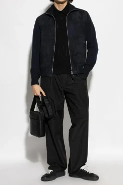 Tom Ford GRANATOWY Kurtka z zamszowym przodem