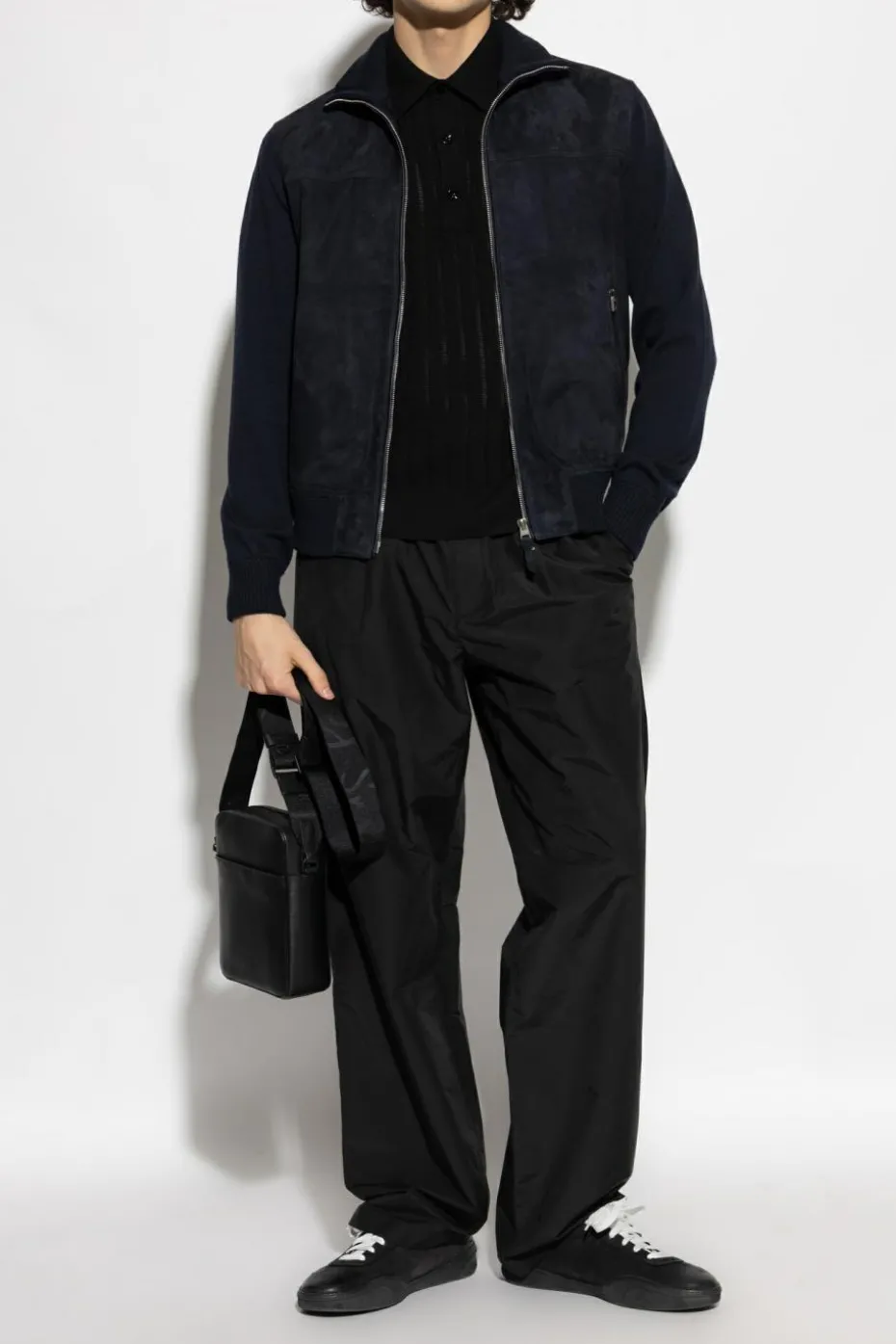 Tom Ford GRANATOWY Kurtka z zamszowym przodem