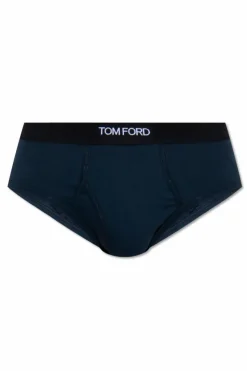 Tom Ford GRANATOWY Slipy z logo