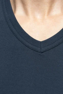 Tom Ford GRANATOWY T-shirt z dekoltem w serek
