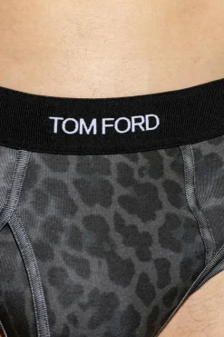 Tom Ford SZARY Slipy z logo