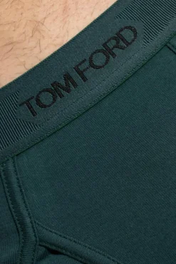 Tom Ford ZIELONY Slipy z logo