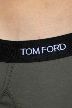 Tom Ford ZIELONY Slipy z logo