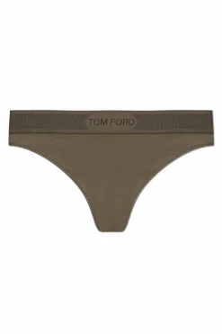 Tom Ford ZIELONY Stringi z logo