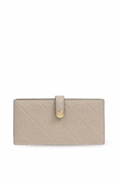 Tory Burch beżowy Skórzany portfel