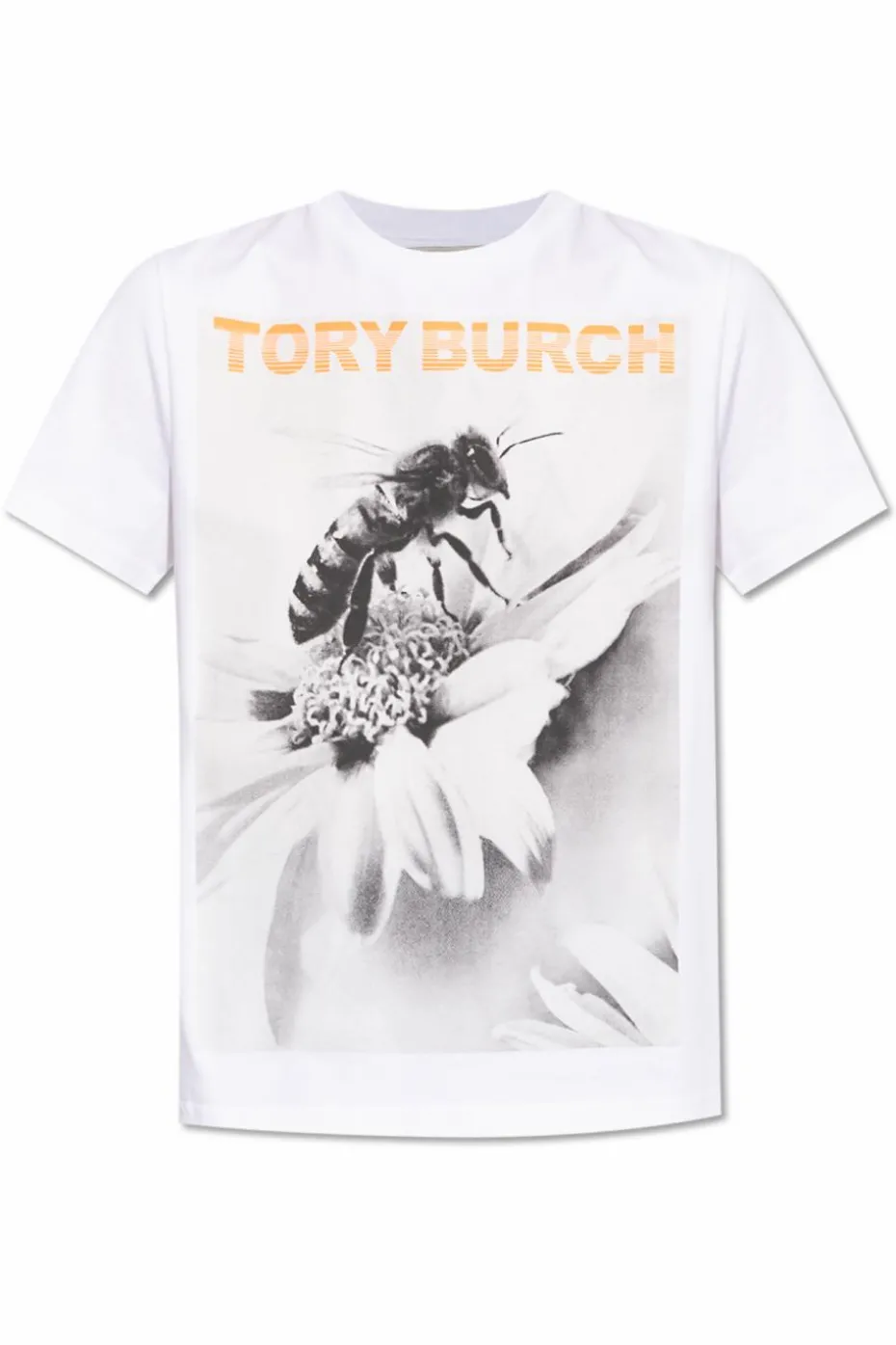 Tory Burch BIAŁY T-shirt z kolorowym nadrukiem