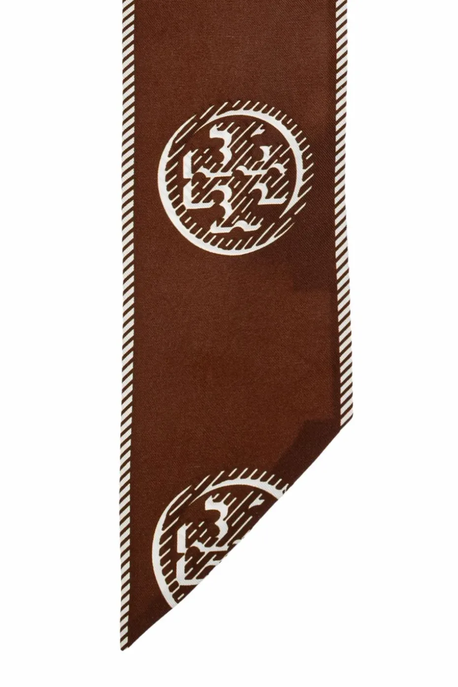 Tory Burch BRĄZOWY Jedwabna apaszka z logo
