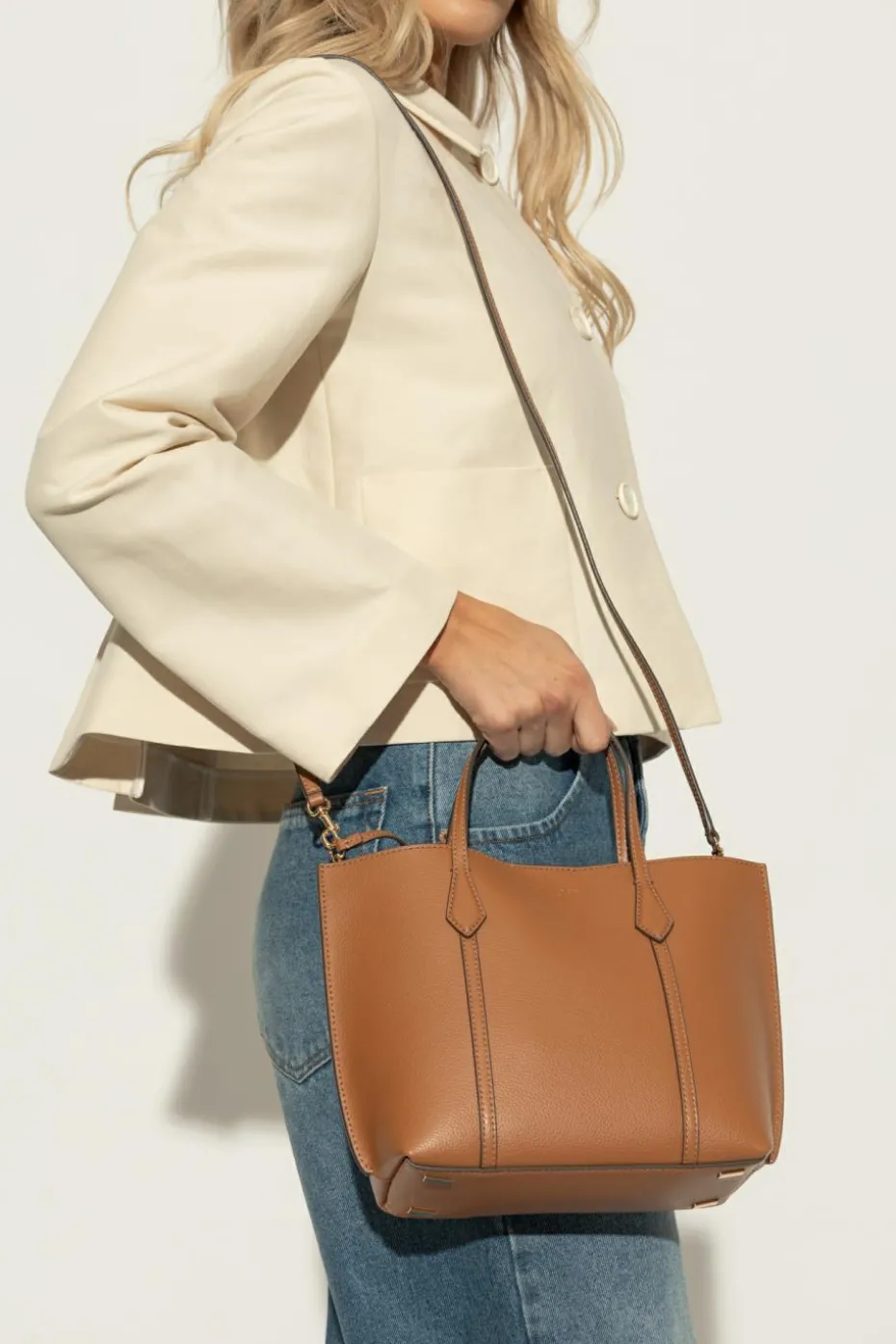 Tory Burch BRĄZOWY Torba do ręki `Perry Small`