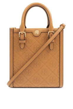 Tory Burch BRĄZOWY Torba na ramię `T-Monogram Mini`
