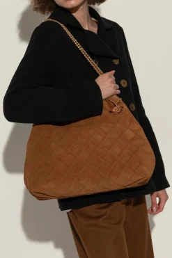 Tory Burch BRĄZOWY Torba na ramię `Fleming Soft`