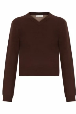 Tory Burch BRĄZOWY Wełniany sweter