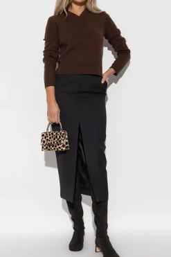 Tory Burch BRĄZOWY Wełniany sweter