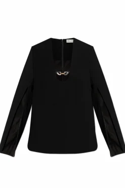 Tory Burch CZARNY Top z długimi rękawami z rozcięciem