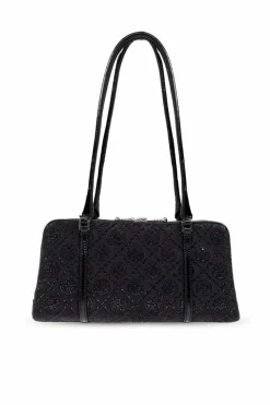 Tory Burch CZARNY Torba na ramię `T Monogram Small` z połyskującymi kryształami