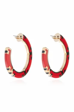 Tory Burch CZERWONY Okrągłe kolczyki z logo