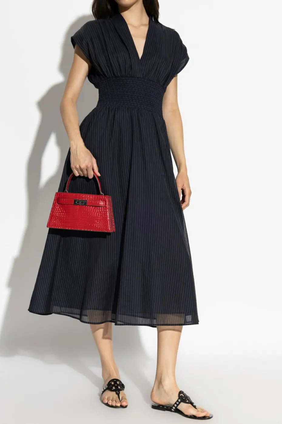 Tory Burch GRANATOWY Sukienka ze wzorem w prążki