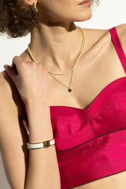 Tory Burch kremowy Mosiężna bransoleta z logo