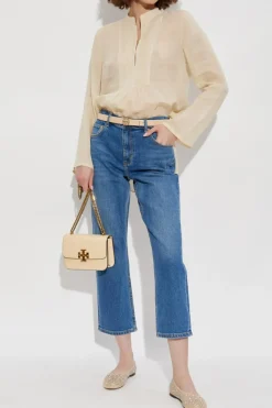 Tory Burch kremowy Top z długimi rękawami
