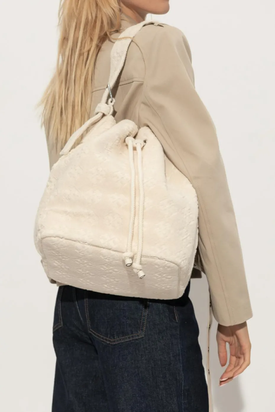 Tory Burch kremowy Torba na ramię `T-Monogram Terry`