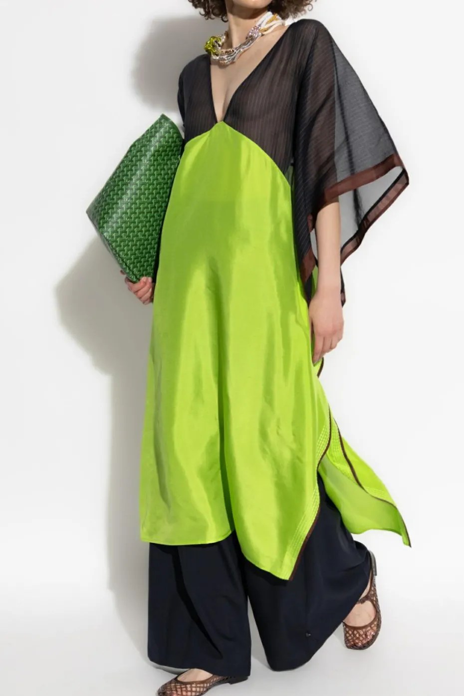 Tory Burch neonowy Jedwabna sukienka