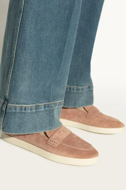 Tory Burch RÓŻOWY Zamszowe buty typu `loafers`