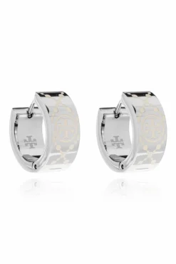 Tory Burch SREBRNY Kolczyki z logo