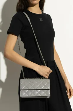 Tory Burch SZARY Torba na ramię `Fleming Small`