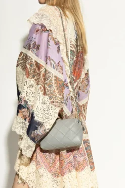 Tory Burch SZARY Torba na ramię `Fleming Small`