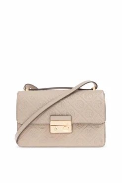 Tory Burch SZARY Torba na ramię `T Monogram Pebble`