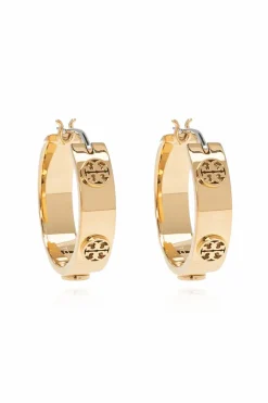 Tory Burch ZŁOTY Kolczyki z wytłoczonym logo
