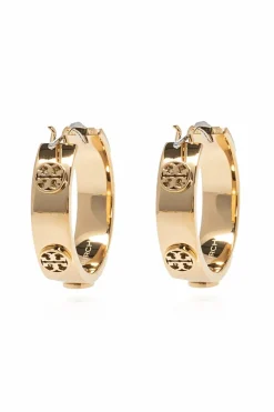 Tory Burch ZŁOTY Kolczyki z wytłoczonym logo