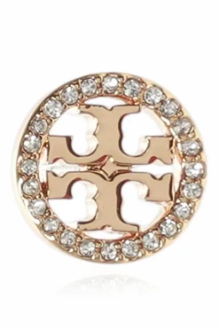 Tory Burch ZŁOTY Kolczyki z logo ‘Miller Pavé Stud’