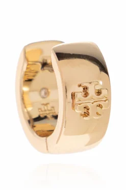 Tory Burch ZŁOTY Mosiężne koczyki z logo